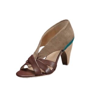 Anthropologie Farylrobin Shane Colorblock Heels Size 6 1/2